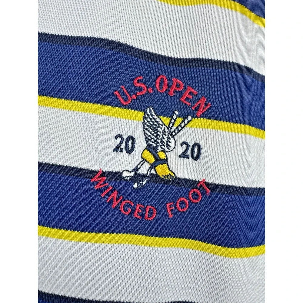 Polo‎ Ralph Lauren Golf Shirt Mens L Blue White 2020 US Open Winged Foot Stretch